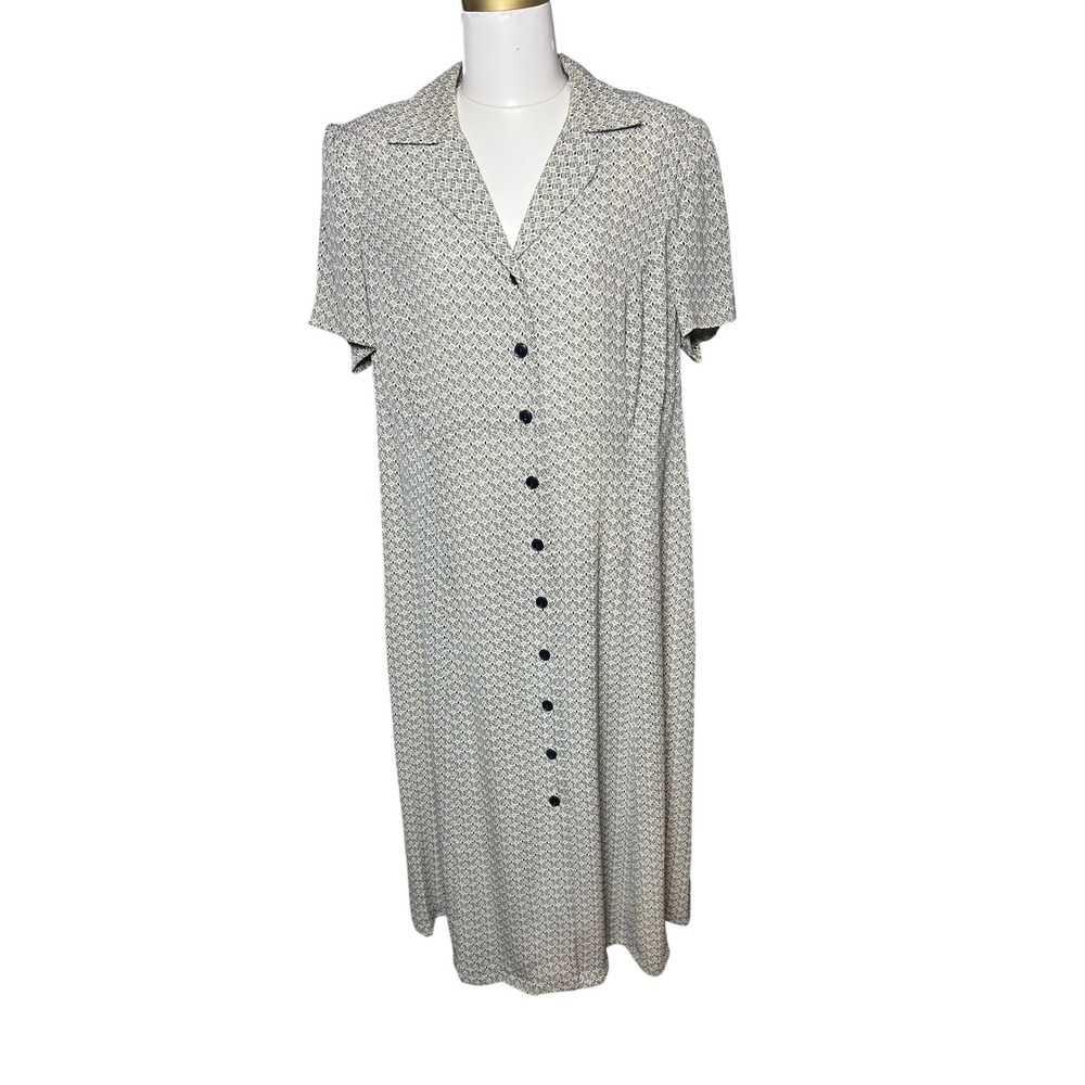 VTG Leslie Fay Women's Button Front Maxi Dress Short Sleeve Size 14WP